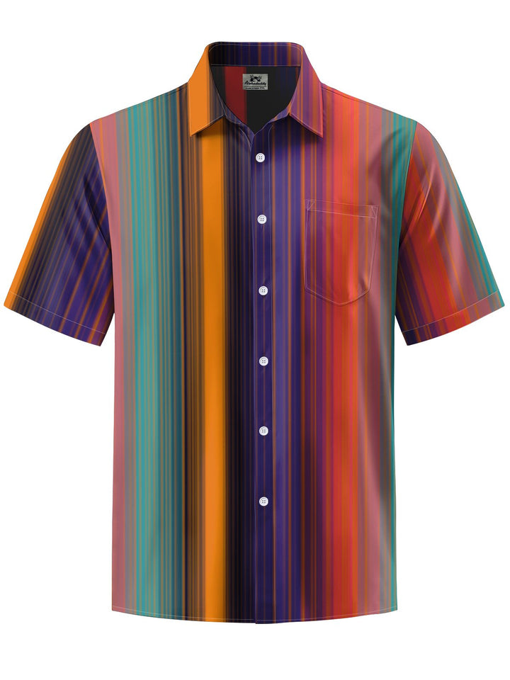 Alohadaddy® Vintage Stripe Art Print Chest Pocket Men&