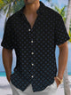 Alohadaddy® Casual Geometric Art Print Chest Pocket Men's Short Sleeve Stretch Shirt Big & Tall