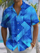 Alohadaddy® Casual Geometric Art Print Chest Pocket Men's Stretch Short Sleeve Shirt Big & Tall