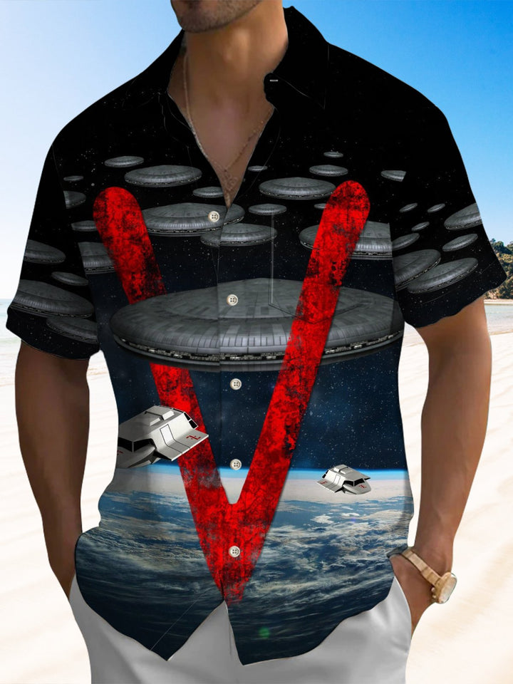 Alohadaddy® Retro Spaceship Print Pocket Men&