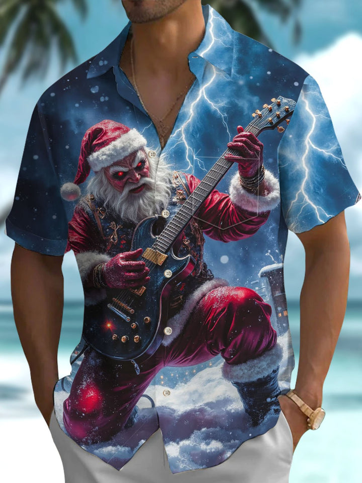 Alohadaddy® Santa Claus Guitar Print Art Pocket Stretch Men&