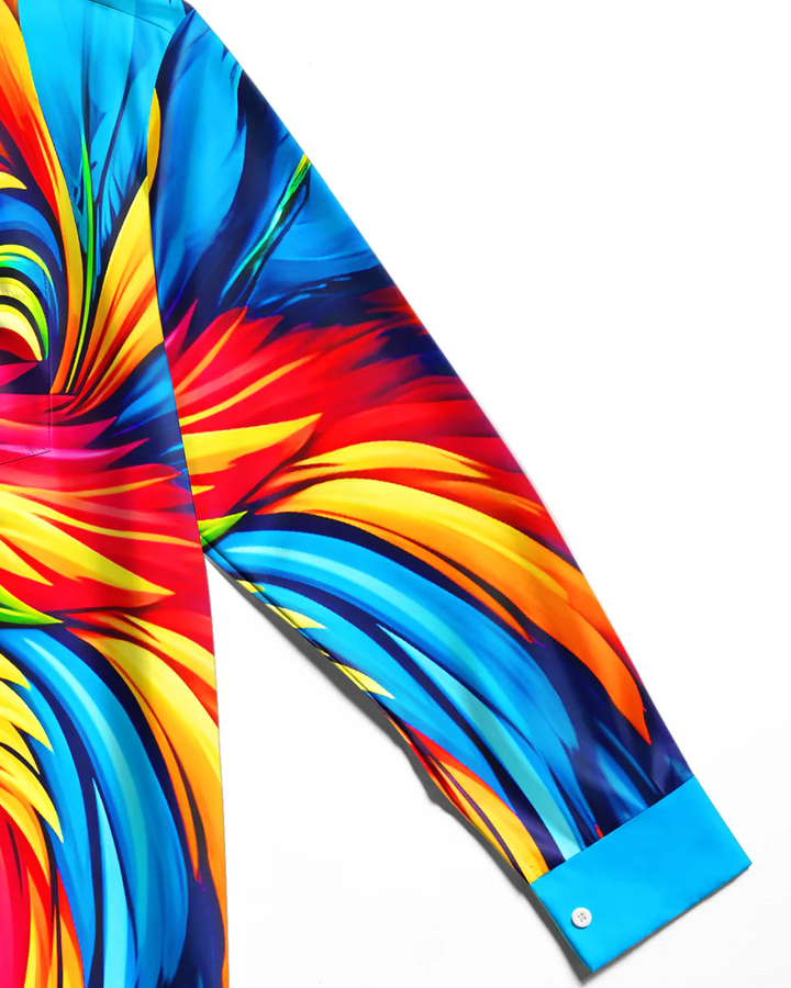Alohadaddy® Casual Graffiti Parrot Print Pockets Elastic Button Closure Men&