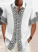 Camisa de manga corta con bolsillos y botones para hombre con estampado geométrico retro Alohadaddy