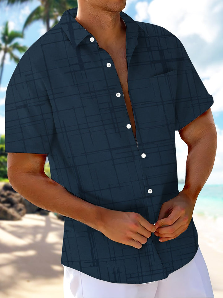 Alohadaddy® Vintage Stripes Art Print Moisture Wicking Pockets Stretch Hawaiian Men&