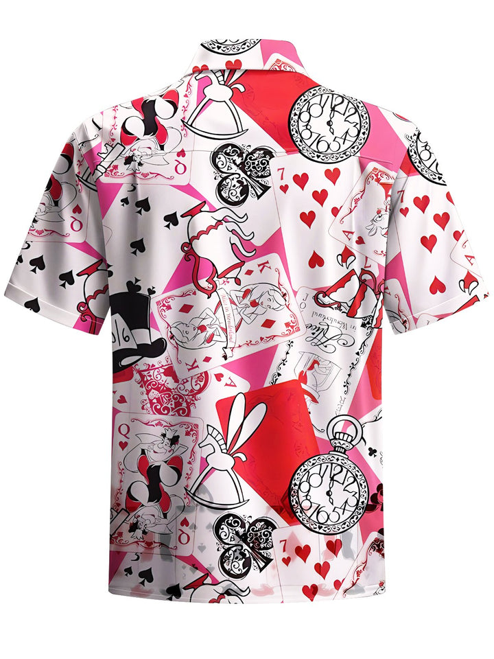 Alohadaddy® Casual Alice Poker Print Art Chest Pocket Men&