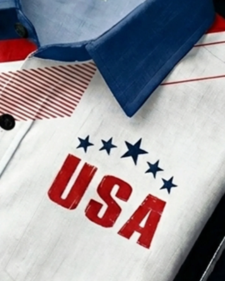 Alohadaddy® Vintage Flag Print Art Button Pocket Cardigan Men&