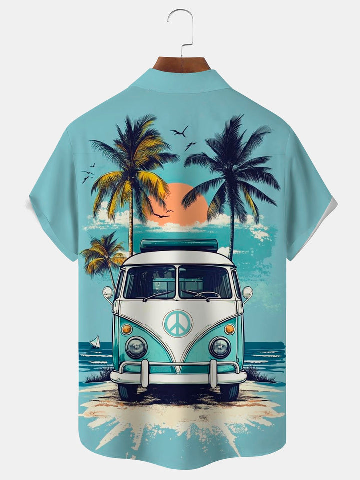 Alohadaddy® Hawaii Car and Coconut Tree Print Men&