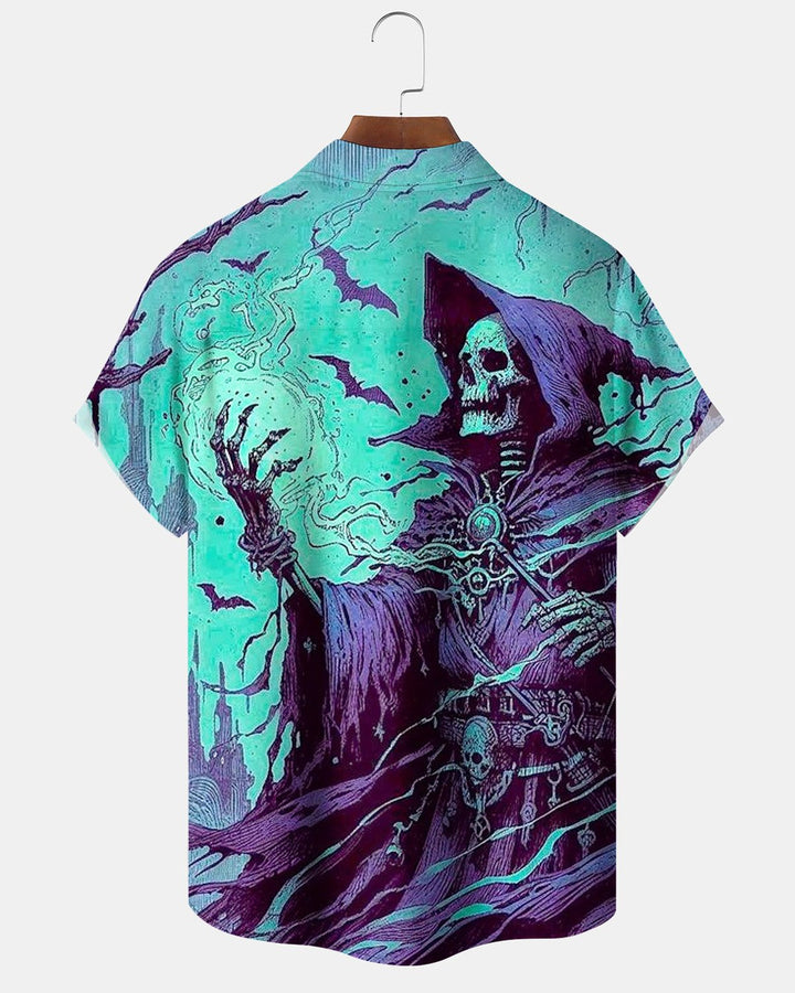 Alohadaddy® Halloween Skeleton Wizard Magic Print Men&