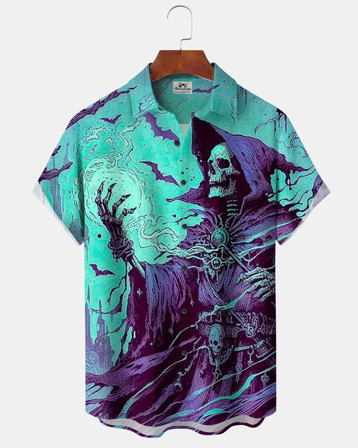 Alohadaddy® Halloween Skeleton Wizard Magic Print Men&
