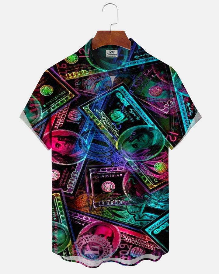 Alohadaddy® Casual Abstract Art Dollar Neon Print Men&
