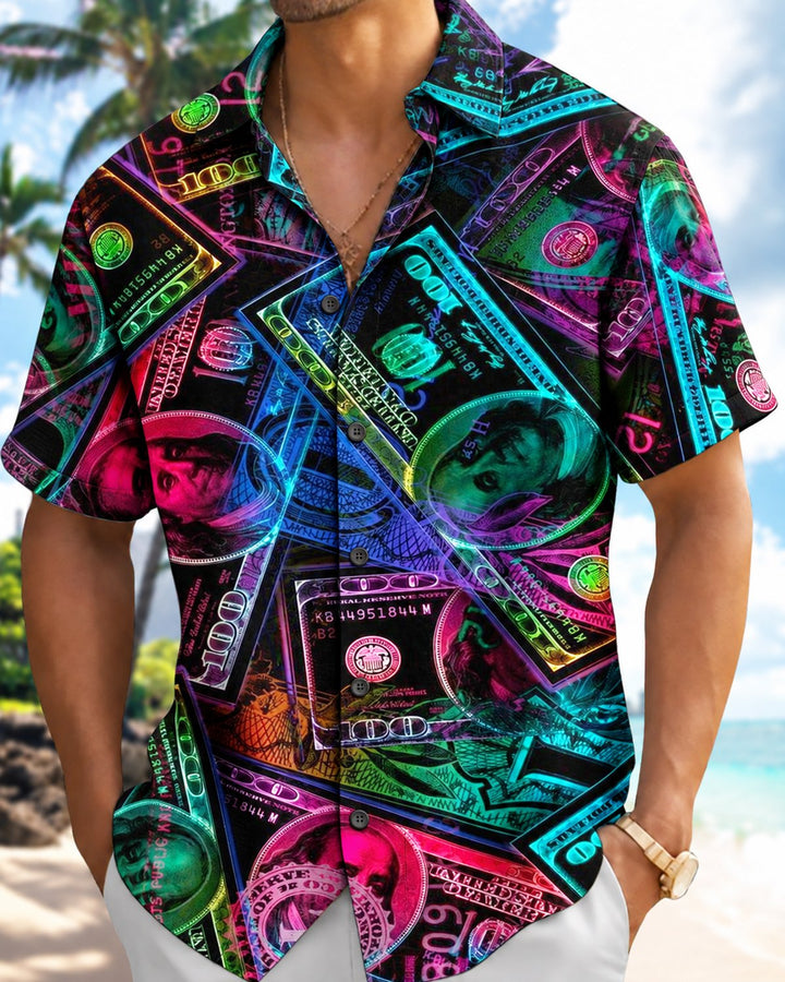 Alohadaddy® Casual Abstract Art Dollar Neon Print Men&