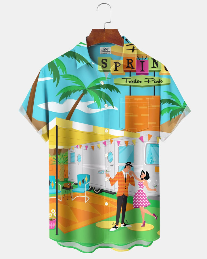 Alohadaddy® Retro Atomic Art Portrait Park Car Camping Print Men&
