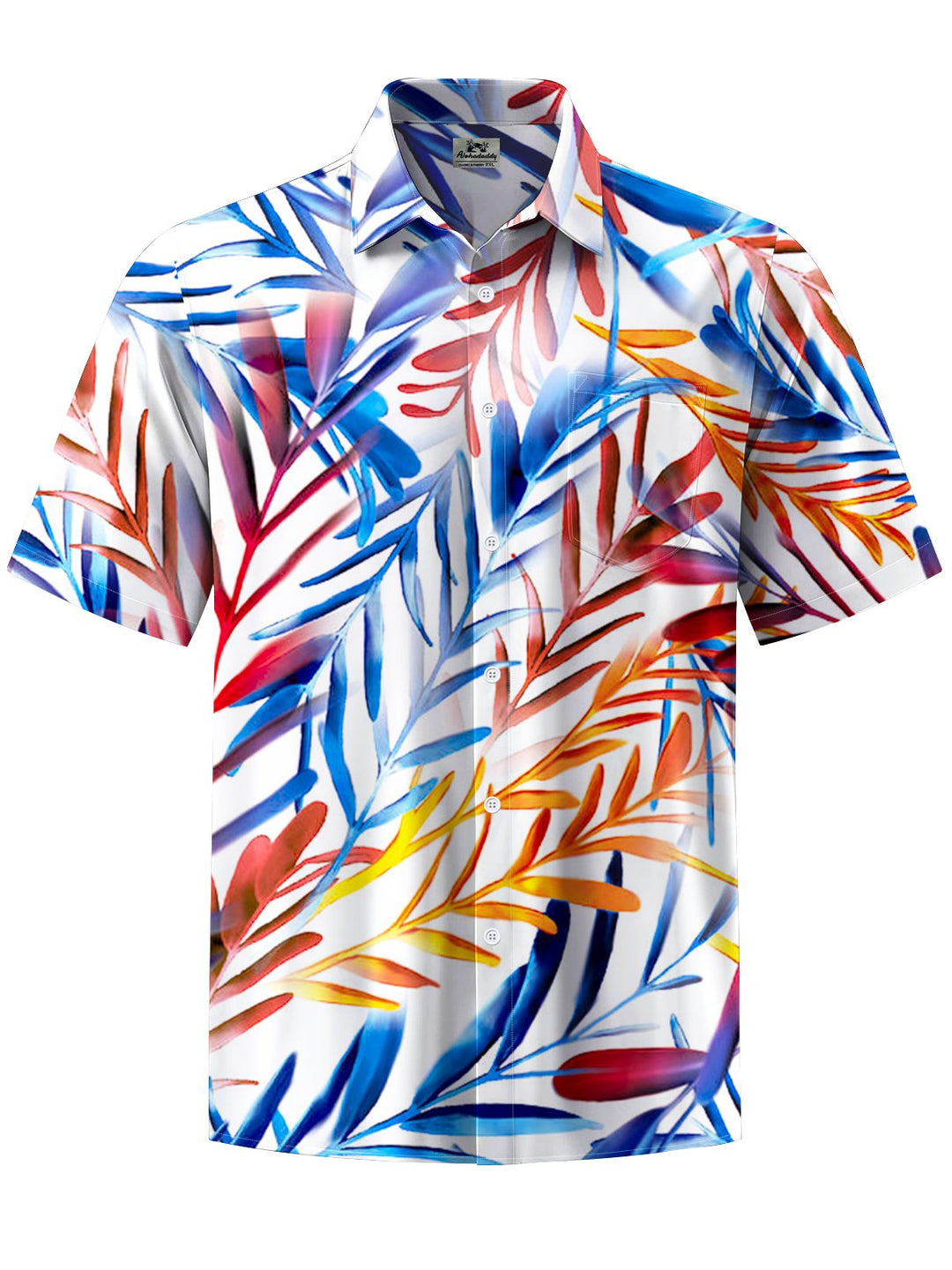 Alohadaddy® Hawaiian Leaf Art Print Chest Pocket Men&