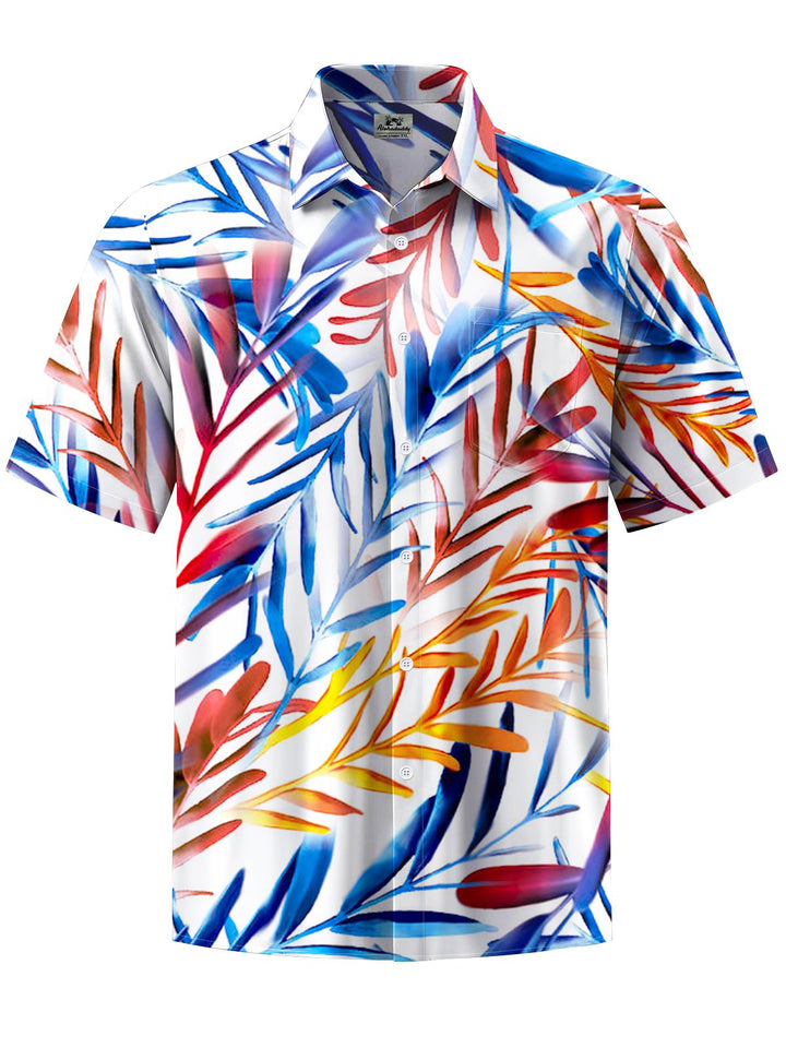Alohadaddy® Hawaiian Leaf Art Print Chest Pocket Men&