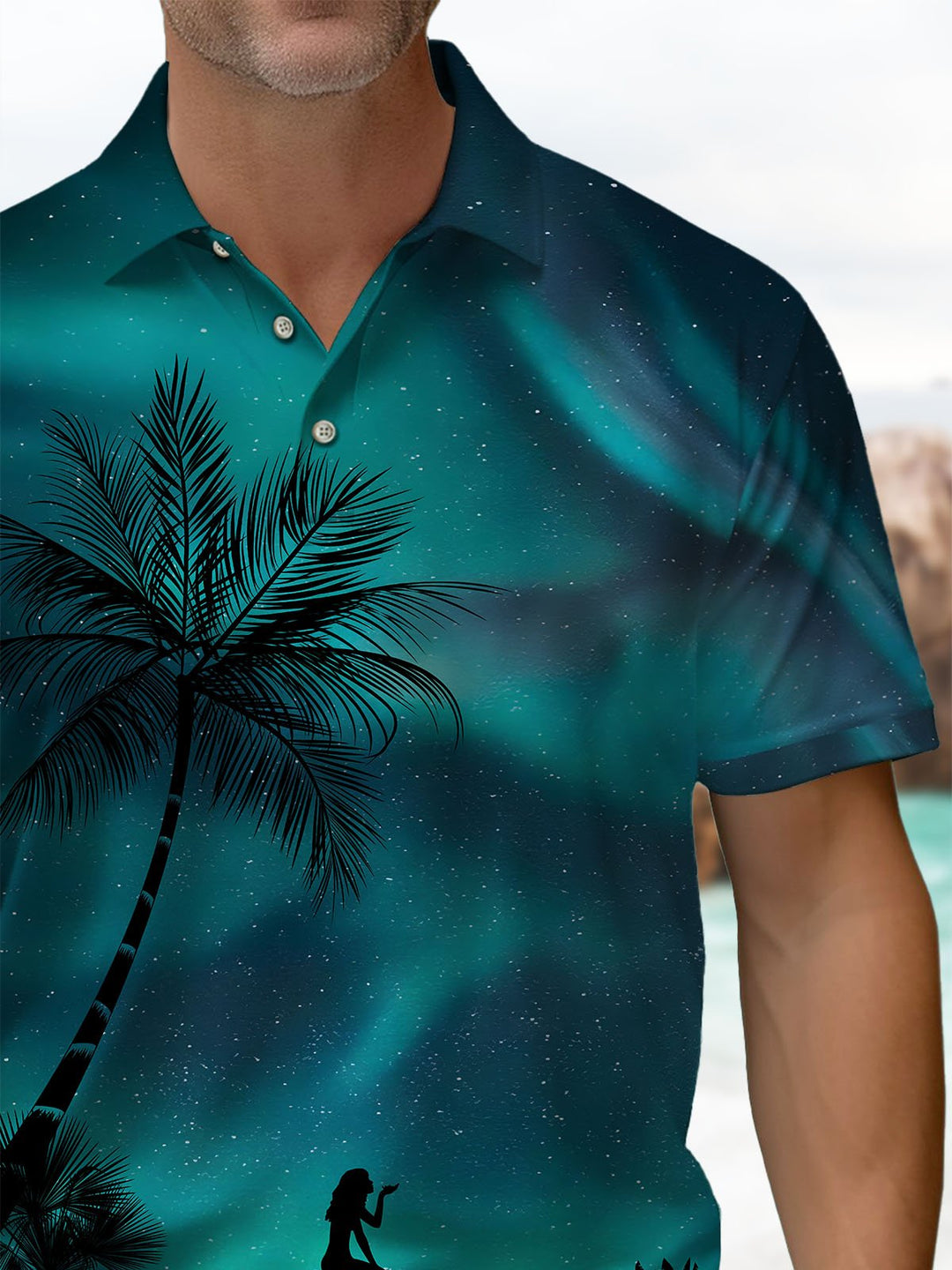 Alohadaddy® Hawaiian Palm Tree Art Print Stretch Men&