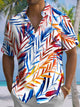 Alohadaddy® Hawaiian Leaf Art Print Chest Pocket Men's Short Sleeve Shirt Big & Tall