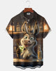 Alohadaddy® Casual Shrek Print Art Button Pocket Cardigan Men's Short Sleeve Shirt Big & Tall