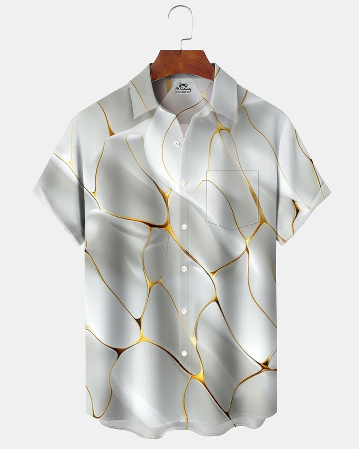 Alohadaddy® Casual Abstract Geometric Stripe Print Men&