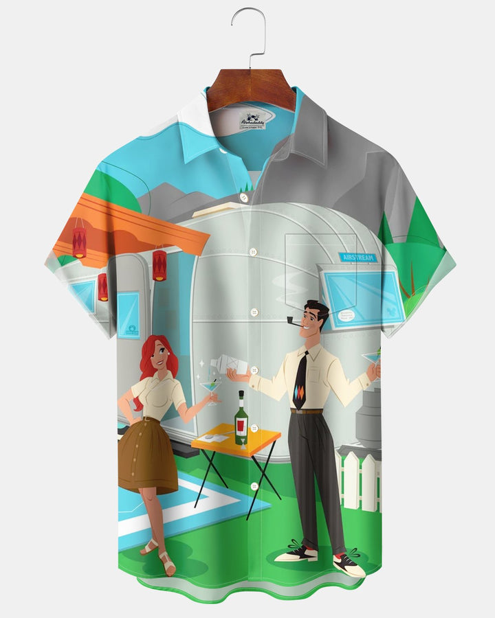 Alohadaddy® Retro Atomic Art Portrait Park Camping Print Men&