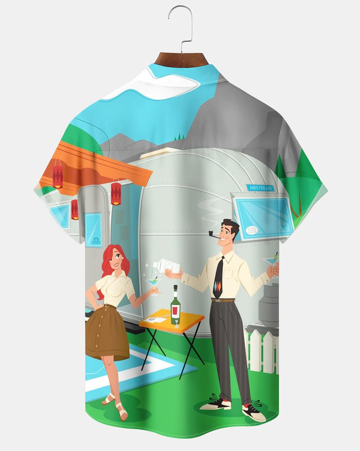 Alohadaddy® Retro Atomic Art Portrait Park Camping Print Men&