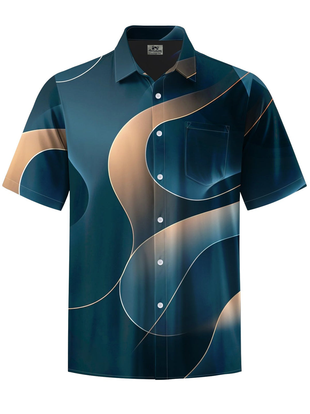 Alohadaddy® Casual Abstract Art Print Chest Pocket Men&