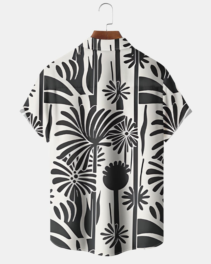 Alohadaddy® Hawaiian Palm Leaf Print Art Button Pocket Cardigan Men&