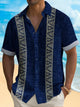 Alohadaddy Vintage Bowling Men's Hawaiian Shirt Stripe Print Guayabera Pocket Camping Shirt
