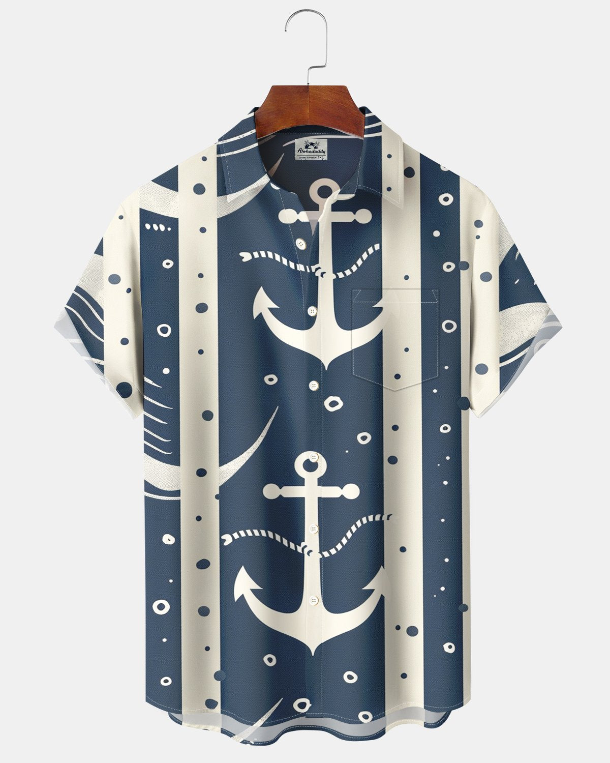 Alohadaddy® Vintage Nautical Print Men's Short-Sleeve Shirt