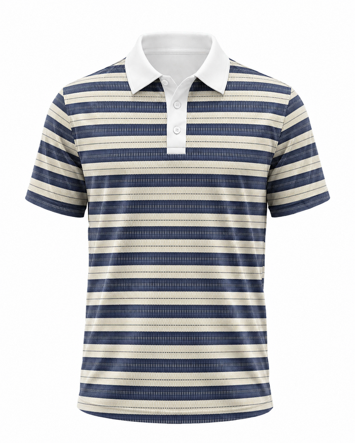 Men’s Basic Casual stripe Retro Print Button Down Polo Short-Sleeve Big &amp; Tall