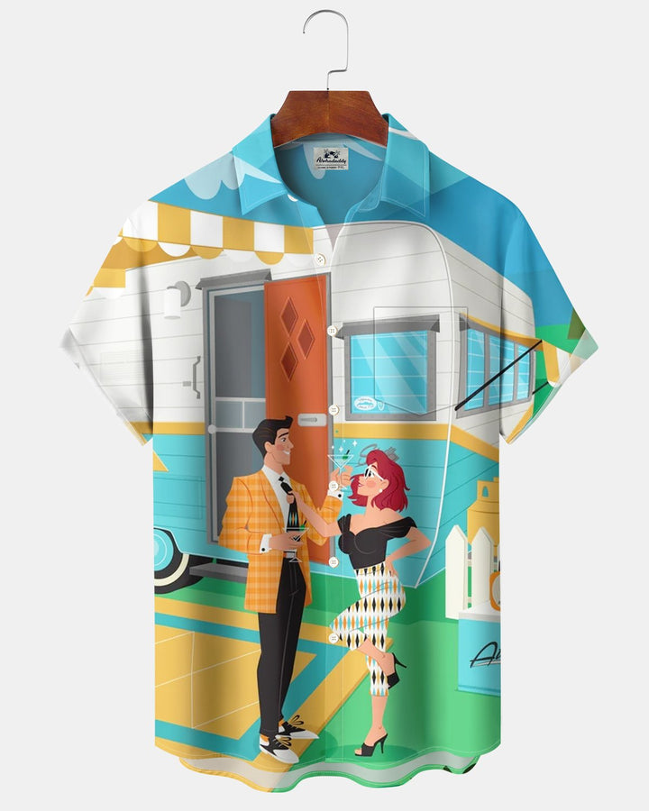 Alohadaddy® Retro Atomic Art Portrait Park Camping Print Men&