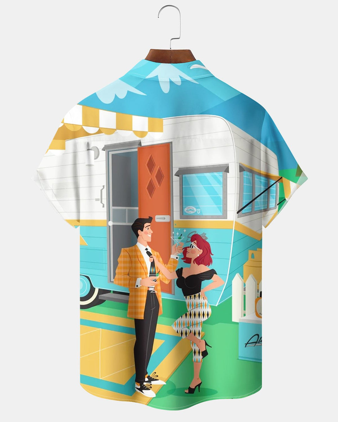 Alohadaddy® Retro Atomic Art Portrait Park Camping Print Men&