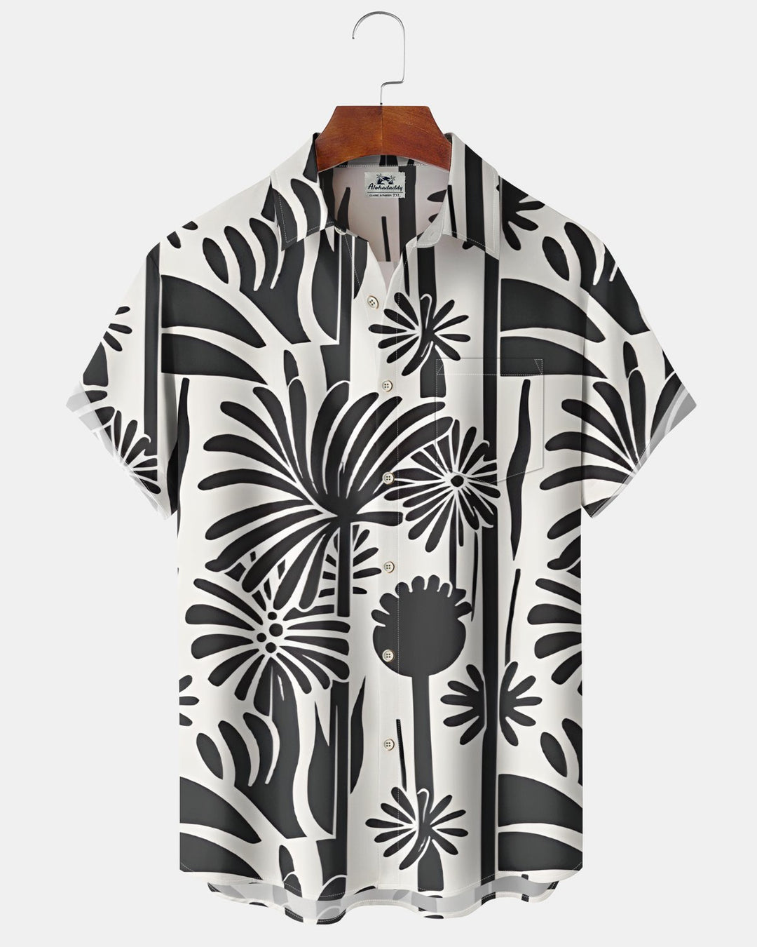 Alohadaddy® Hawaiian Palm Leaf Print Art Button Pocket Cardigan Men&