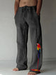 Alohadaddy Parrot Print Vacation Casual Hawaiian Men's Straight Fit Drawstring Stretch Beach Pants