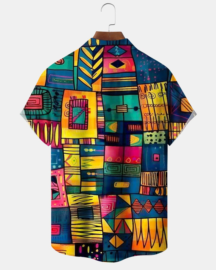 Alohadaddy® Casual Abstract Geometric Stripe Print Men&