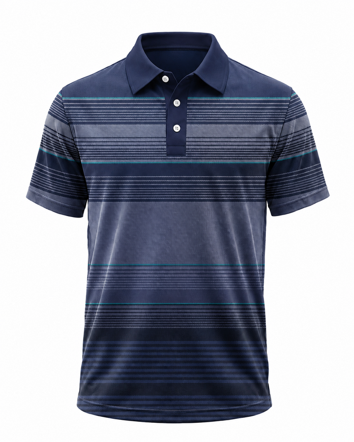 Men’s Basic Casual stripe Retro Print Button Down Polo Short-Sleeve Big &amp; Tall