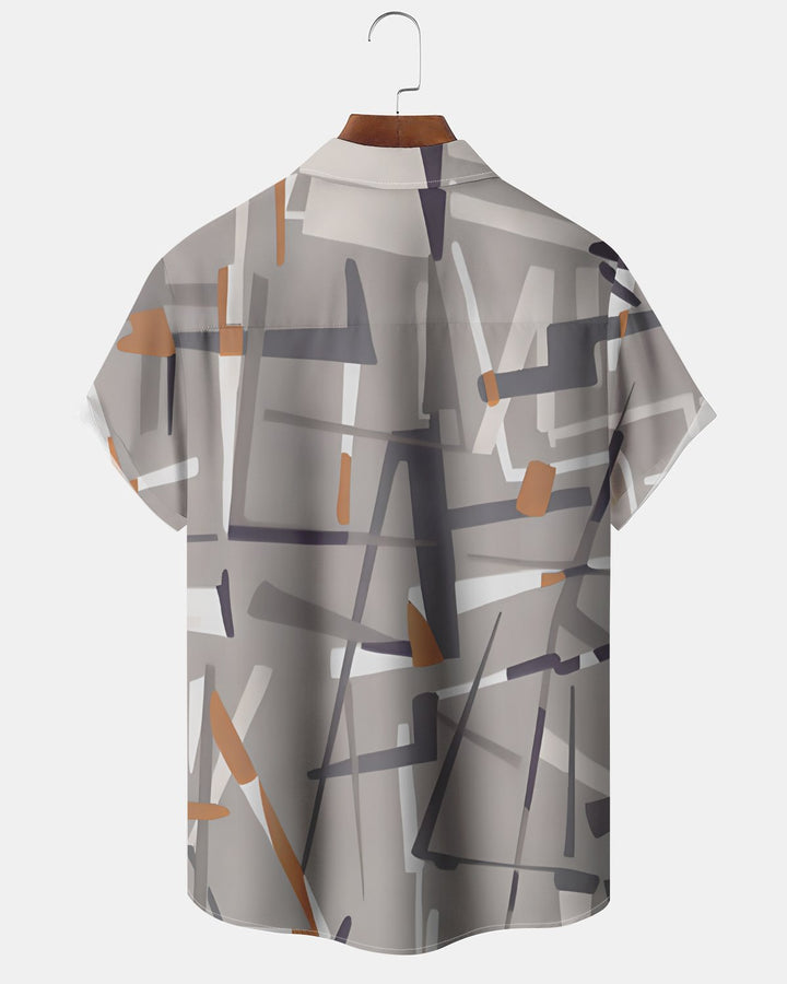 Alohadaddy® Casual Abstract Print Art Button Pocket Cardigan Men&
