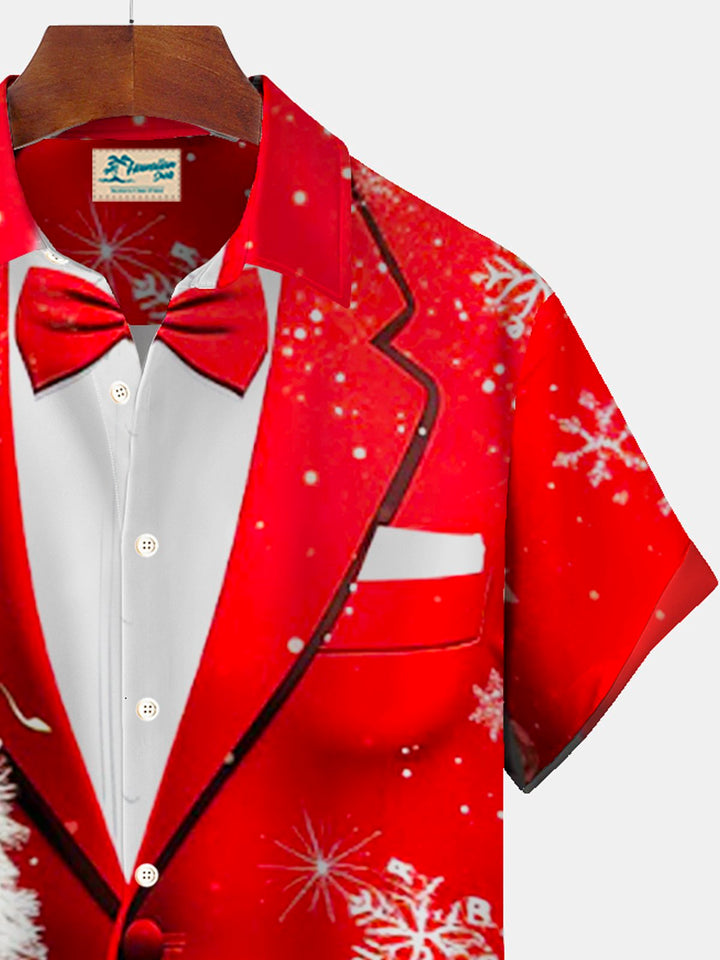 Camisa de manga corta con bolsillo y botones para hombre, con estampado digital 3D y decoración navideña de Alohadaddy, talla grande y alta