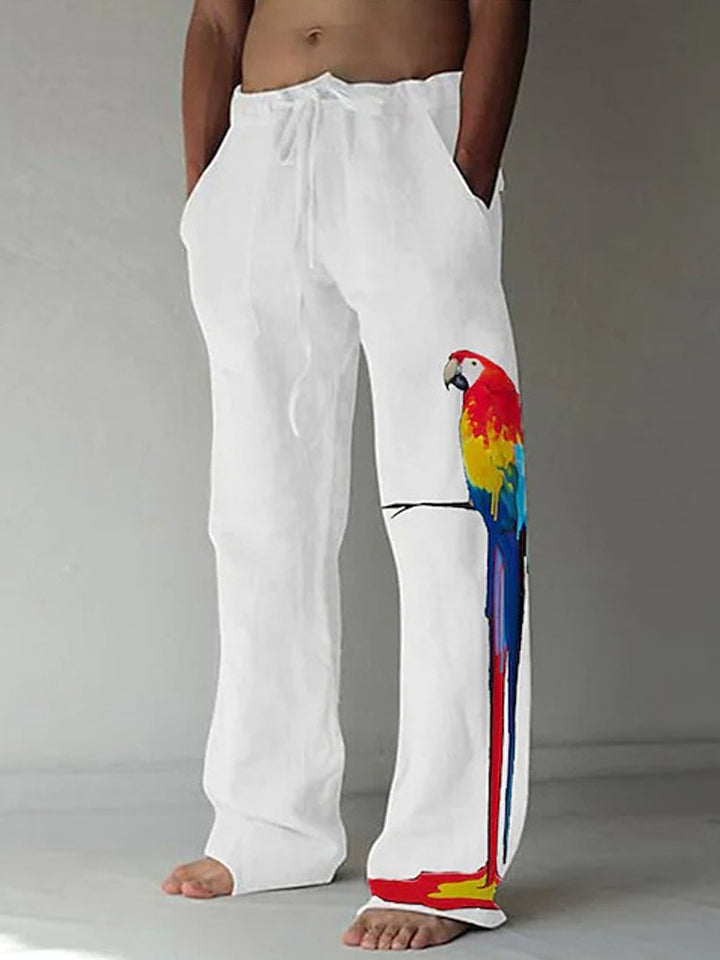 Alohadaddy Parrot Print Vacation Casual Hawaiian Men&