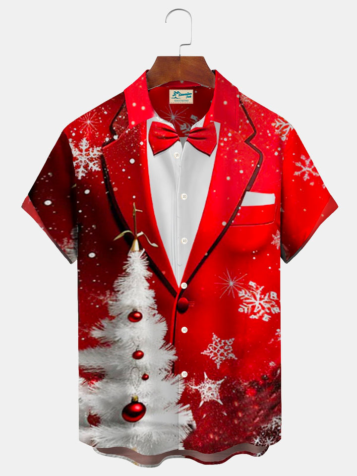 Camisa de manga corta con bolsillo y botones para hombre, con estampado digital 3D y decoración navideña de Alohadaddy, talla grande y alta