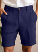 Alohadaddy® Hawaiian Men's Linen Summer Comfort Breathable Pocket Button Beach Shorts