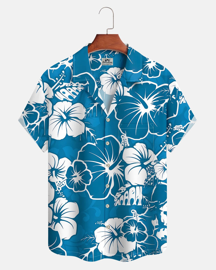 Alohadaddy® Hawaiian Floral Print Art Button Pocket Cardigan Men&