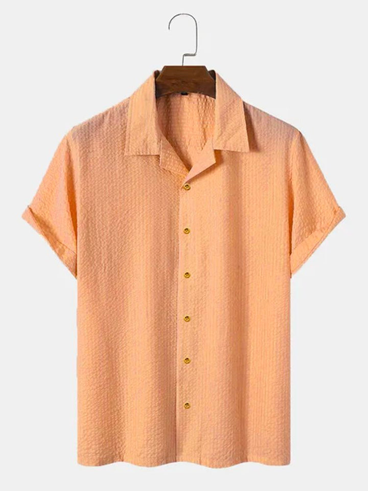 Camisas casuales antiarrugas de seersucker lisas para hombre, blusas básicas multicolor