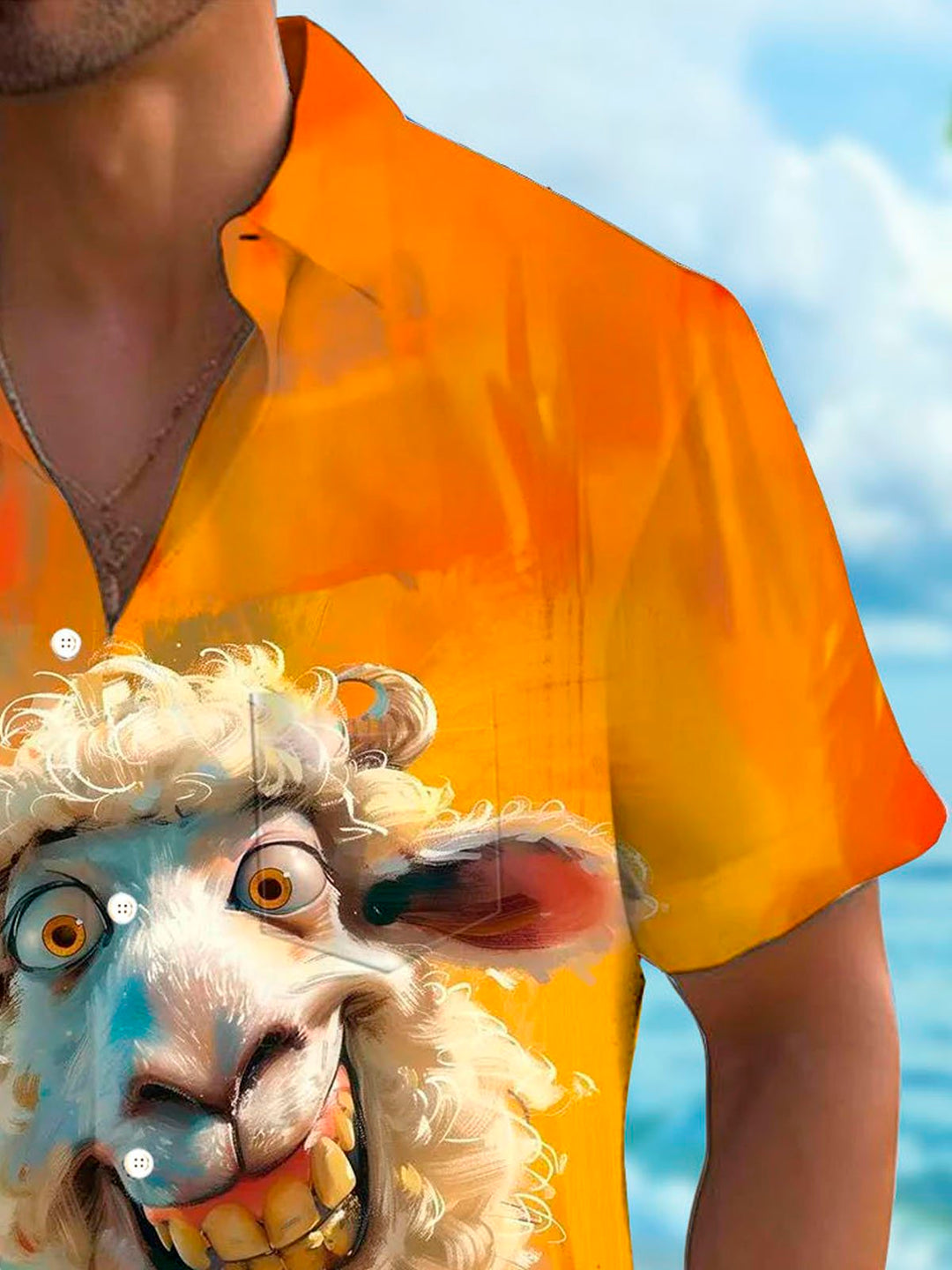 Camisa de manga corta y alta con bolsillo abotonado para hombre con estampado divertido de alpaca hawaiana Alohadaddy
