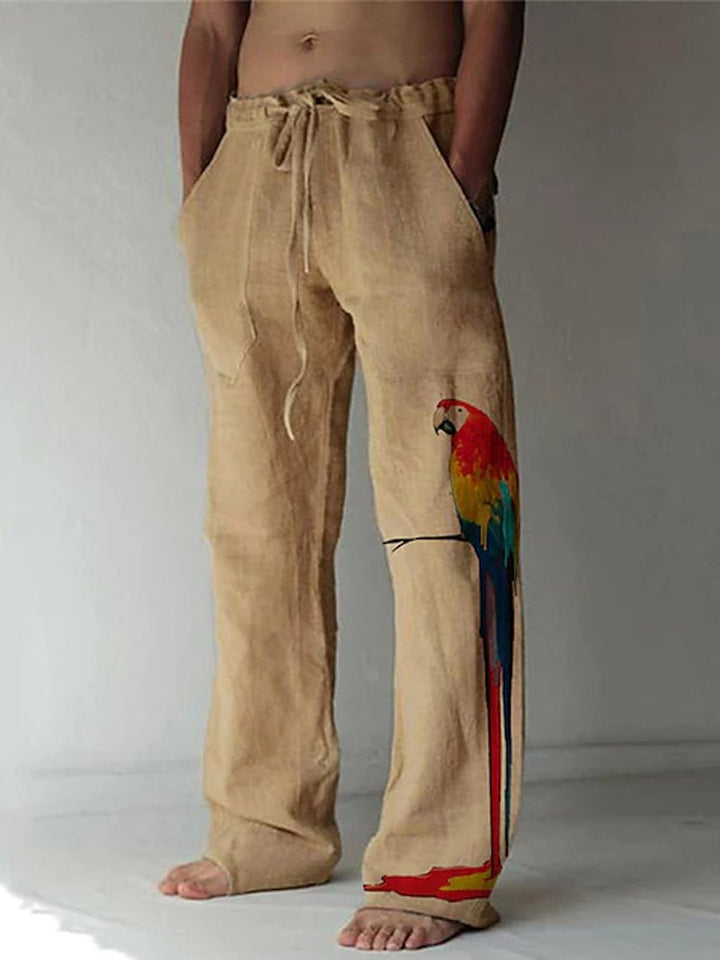 Alohadaddy Parrot Print Vacation Casual Hawaiian Men&