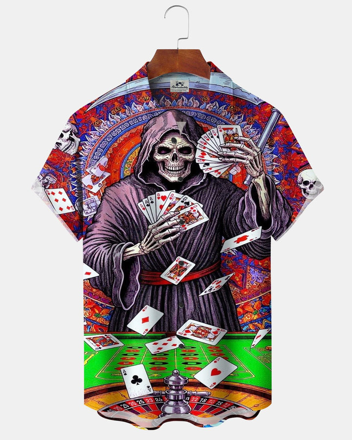 Alohadaddy® Halloween Skull Poker Print Men&