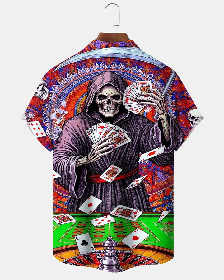 Alohadaddy® Halloween Skull Poker Print Men&