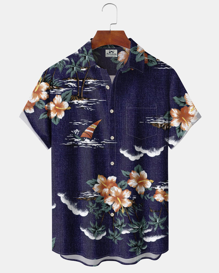 Alohadaddy® Hawaiian Floral Print Art Button Pocket Cardigan Men&