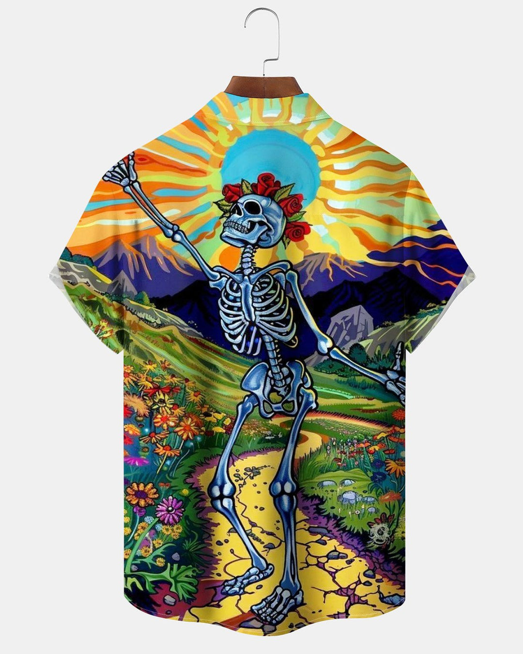 Alohadaddy® Halloween Skull and Flower Print Men&