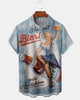 Alohadaddy® Casual Beer Print Art Button Cardigan Pocket Men's Short Sleeve Shirt Big & Tall