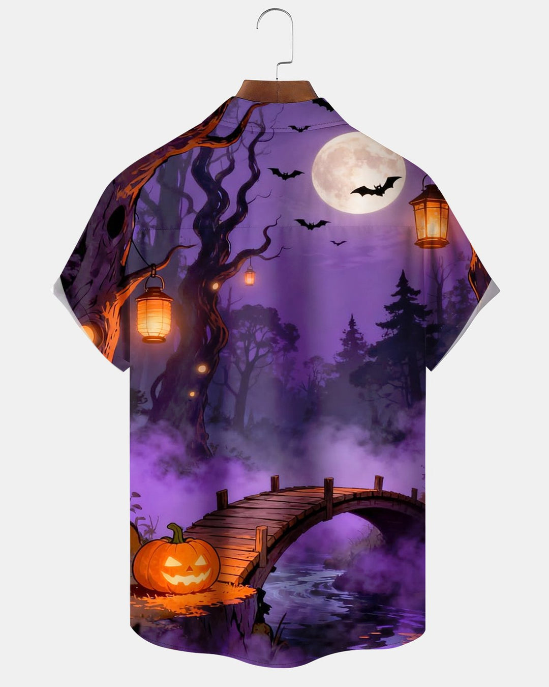 Alohadaddy® Halloween Forest Pumpkin and Bat Print Men&